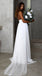 Custom Made Simple A-line Chiffon Slit Deep V-neck Backless Wedding Dresses, FC2558