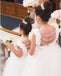 White Backless Applique Flower Girl Dresses, Tulle Lovely Little Girl Dresses, D1197