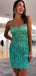 Spaghetti Straps Mermaid Sequin Backless Homecoming Dress, HC011