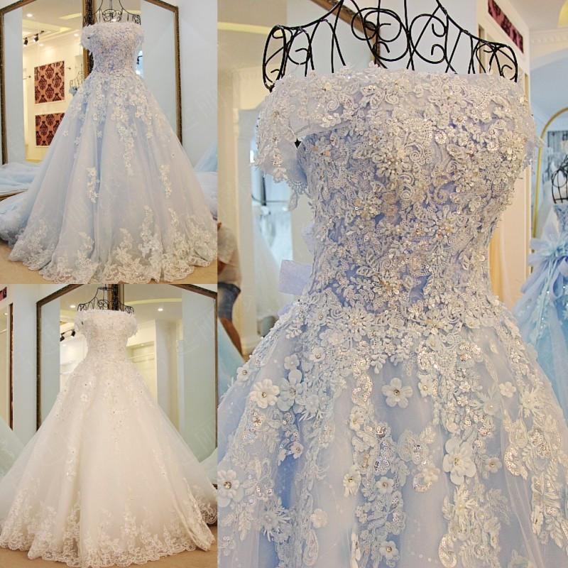 Popular Off the Shoulder Lace Applique Sequin Shining Lace up Back Wedding Dresses with Long Train,220012