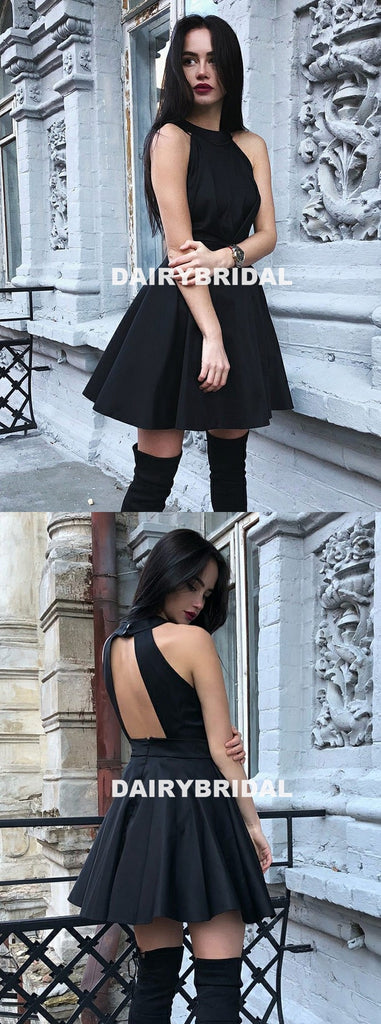 New Arrival Open-Back Homecoming Dress, Cheap Sleeveless Satin Homecoming Dress, D1297