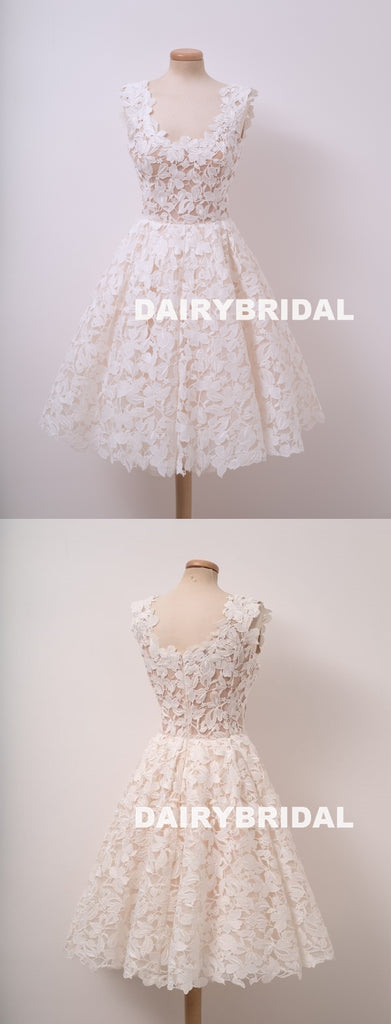 Charming Lace A-Line Elegant Sleeveless Homecoming Dress, D1313