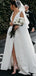 New Arrival A-Line Satin Wedding Dress, Sexy V-Neck Slit Backless Elegant Bridal Dress, D1343