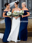 Charming Off Shoulder Mermaid Sexy Backless Long Bridesmaid Dress, FC1381