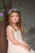 V-neck Sleeveless Long Tulle Lace Flower Girl Dresses, FG061