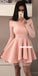 Off Shoulder Jersey A-Line Tulle Long Sleeve Homecoming Dress, FC1702