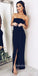 Black Straight Neckline Mermaid Backless Slit Prom Dresses, FC2030