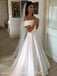 Charming Off Shoulder Satin Backless A-line Honest Wedding Dresses, FC2154