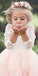 A-Line Lace Top 3/4 Sleeve Tulle Flower Girl Dresses, Tea-Length Lovely Little Girl Dresses, FC2176