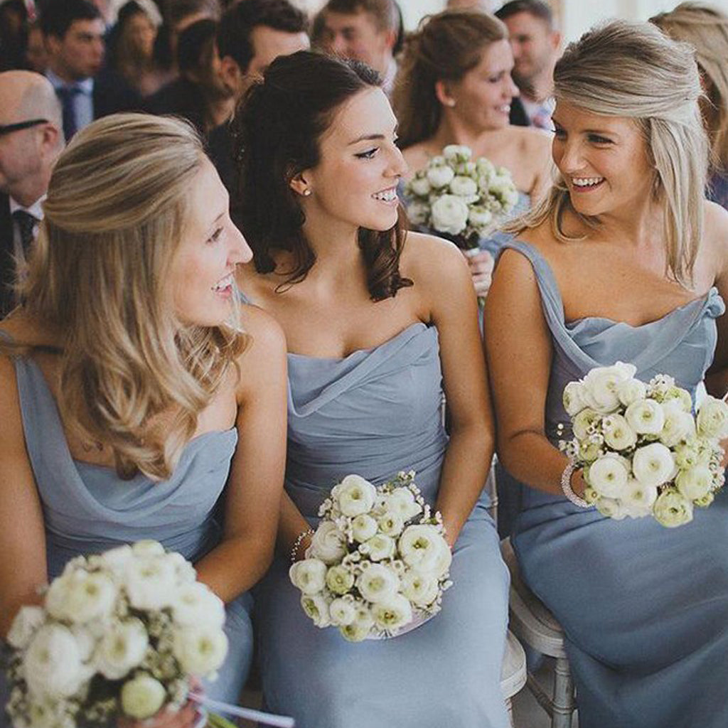 One Shoulder Chiffon Bridesmaid Dress, Backless Bridesmaid Dress, D217