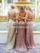 Sequin Mismatched Bridesmaid Dress, Backless Floor-Length Bridesmaid Dress, Cheap Bridesmaid Dress, D218