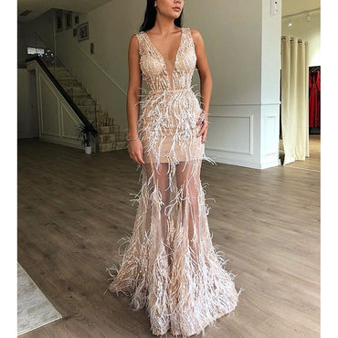 Charming Mermaid Lace Sleeveless Tulle Elegant Prom Dresses, FC2287