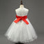 Ivory Online Princess Flower Girl Dresses, Weding Little Girl Dresses with Pink Bow, FGS024