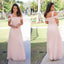 Chiffon Off-Shoulder Bridesmaid Dress, Pink Maxi Bridesmaid Dress, D265