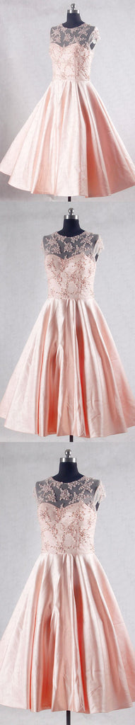 Cap Sleeve A Line Pearls Beading Knee Length Peach Pink Short Homecoming Dresses，220029