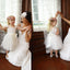 Cap Sleeve Ivory Princess A-line Lace Tulle Flower Girl Dresses With Belt, FG010