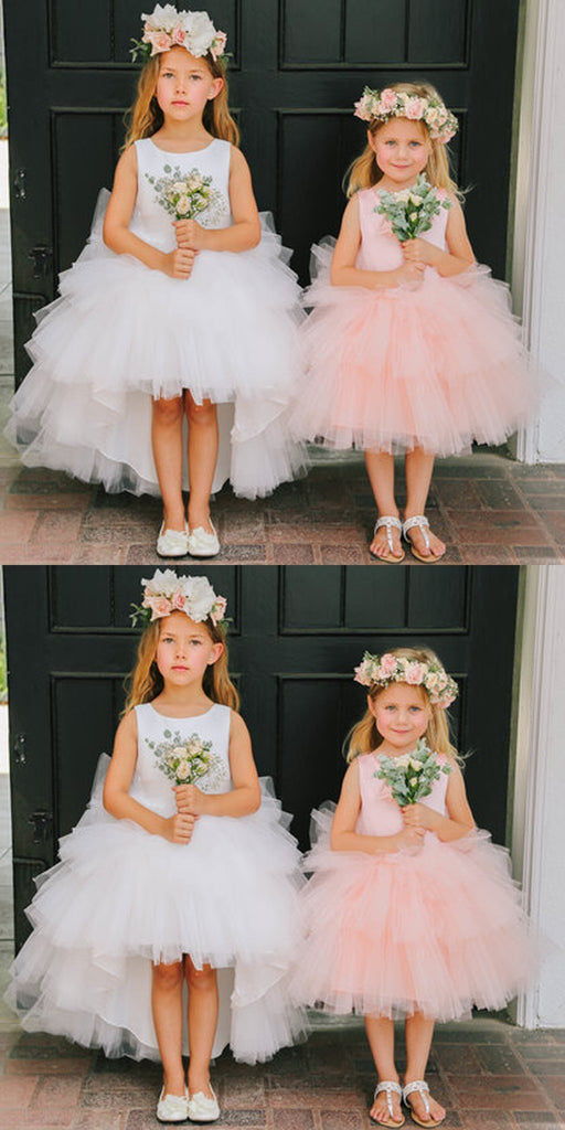 Round Neckline Hi-line Tulle Pixie Tutu Dresses, Cheap Flower Girl Dresses, FG015