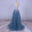 Long Prom Dresses, Sleeveless Prom Dresses, A-Line Party Prom Dresses, Tulle Prom Dresses, Applique Prom Dresses, Sexy  Prom Dresses Online, LB0306