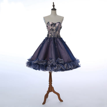 Short Homecoming Dress, Tulle Homecoming Dress, Sweet Heart Homecoming Dress, Applique Junior School Dress, Graduation Dress, Sleeveless Homecoming Dress, LB0315