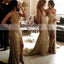 Sexy Mismatched Sequin Mermaid Bridesmaid Dress, Most Popular Slit Bridesmaid Dress, D325