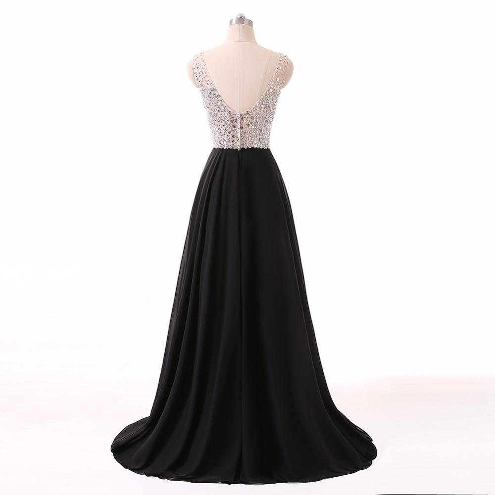 Long Prom Dresses, Chiffon Prom Dresses, A-Line Party Prom Dresses, Sleeveless Evening Dresses, V-Neck Prom Dresses, Beading Prom Dresses Online, LB0342