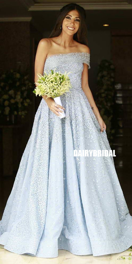 Gorgeous A-line Off Shoulder Floor-Length Prom Dress, FC3767