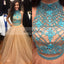 Two Pieces Beaded Prom Dress, Tulle Open-Back Prom Dress, Sleeveless Prom Dress, D378