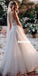 Honest A-line Tulle Backless V-neck Appliques Wedding Dress, FC3846