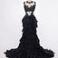 Black Mermaid Wedding dress,Feather Ruffles Organza Full Ruffles Bride dresses,220040