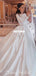 Luxury A-line Satin Long Sleeves Lace Appliques Wedding Dresses, FC4188