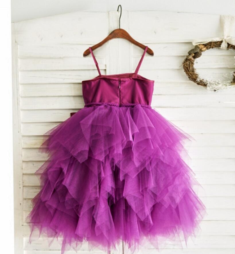 Spaghetti Plum Tulle Flower Girl Dresses, Cheap Little Girl Dresses, FG079