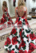 Unique Printed A-Line Prom Dresses, Charming Sleeveless Prom Dresses, D444