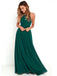 Long Chiffon Sleeveless Bridesmaid Dress, Maxi Halter Cross-Back Bridesmaid Dress, LB0496