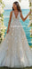 Stunning A-line Lace Sexy Deep V-neck Sparkle Sequin Wedding Dresses, FC5447