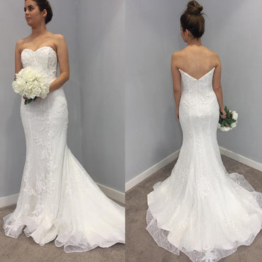 Sweet Heart  White Lace Sheath Sexy Backless Mermaid Wedding Party Dresses, D558