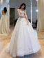 Elegant A-line Spaghetti Straps Backless Sparkle Wedding Dresses, FC5831