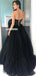 Stunning Black A-line Sweetheart Tulle Floor-length Sequin Prom Dresses, FC5853