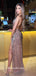 Sparkle Sequin Backless Sexy Slit Long Prom Dresses, FC6197