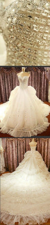 Luxury Sweetheart Sparkle Rhinestone Lace Wedding Dresses, Gorgeous Bridal Gown, WD0068