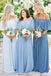 Long Off Shoulder Chiffon Bridesmaid Dress, Simple Design Floor-Length Bridesmaid Dress, LB0690