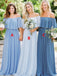 Long Off Shoulder Chiffon Bridesmaid Dress, Simple Design Floor-Length Bridesmaid Dress, LB0690