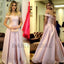 Off the Shoulder Satin A-Line Backless Pink Charming Prom Dresses, D70