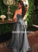 Grey Charming Satin Backless A-Line Vintage Prom Dresses, D732