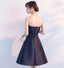 Short Homecoming Dress, Satin A-Line Homecoming Dress, Applique Backless Junior School Dress, Beading Homecoming Dress, DA0816