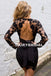 Long Sleeve Lace Homecoming Dress, V-Neck Open-Back Homecoming Dress, D826