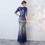 Sequin Prom Dress, Half Sleeve Prom Dress, Gradient Prom Dress, Mermaid Prom Dress(not include the sash) , DA901