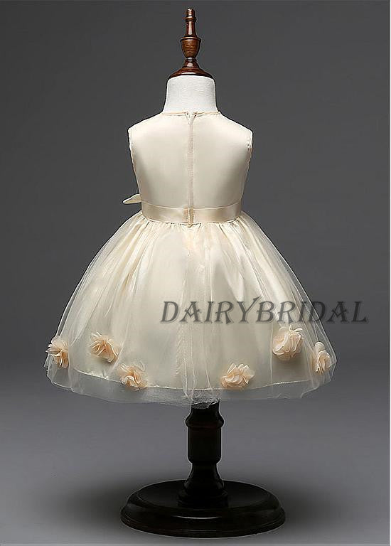 Tulle Flower Girl Dresses with Hand-Made Flower, Cheap Lovely Little Girl Dresses,  DA983