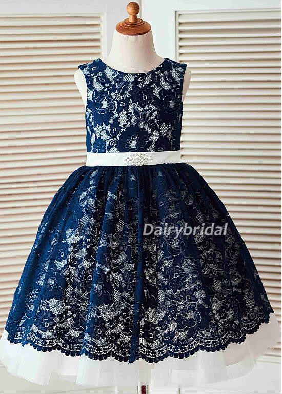 Lace Tulle Flower Girl Dresses, Cheap Lovely Little Girl Dresses,  DA985