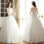 Vantage Off Shoulder Long Sleeve White Lace Wedding Dresses, Lace Up Bridal Gown, WD0009