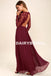 Inexpensive Long Sleeve Burgundy V-Neck Lace Opren-Back Bridesmaid Dresses, D1082